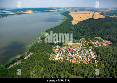 Luftbild, Seedorf, Basedow Mit Bootshäusern, Dahmen, Mecklenburgische Schweiz, Mecklenburgische Seenlandschaft, Mecklenburg-Vor Stockfoto