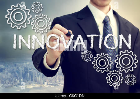 blaue Hand schreiben Stockfoto