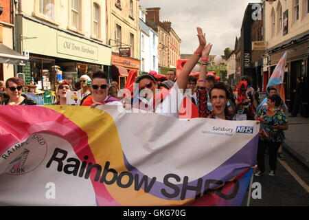 Swindon, UK 20. August 2016. Man feiert das jährliche LGBT Festival. Daniel Crawford/Alamy Live-Nachrichten Stockfoto