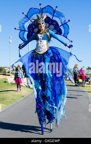 Sydney, Australien. 21. August 2016. Barangaroo Reserve genießt seit Eröffnung des ersten Geburtstags-Party. Die Geburtstags-Party enthalten viele Activetivies / Leistungen einschließlich eine Willkommen an Land, Sydneys Childrens Chior Leistung, wechselnde Musikdarbietungen, Orientierungslauf, pop-up-Naturspielplatz und Bildhauerei am Barangaroo. Abgebildet sind wechselnde Interpreten. Bildnachweis: Mjmediabox / Alamy Live News Stockfoto