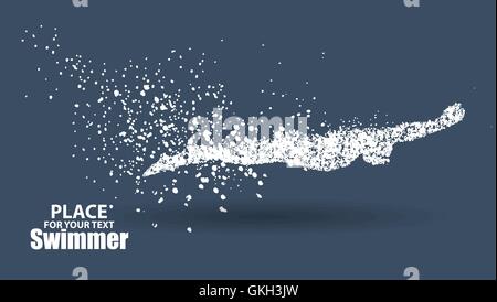 Männliche Schwimmer auf den Wettbewerb. Vektorgrafiken im Stil der Tusche-Zeichnung Stock Vektor