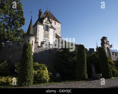 Schloss Oberhofen am Thunersee, Berner Oberland, Schweiz, Europa Stockfoto