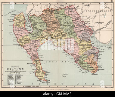 "Grafschaft von Wigtown". Wigtownshire. Pfarreien. Bartholomäus, 1891 Antike Landkarte Stockfoto