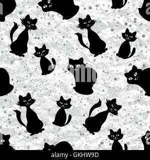 Nahtlose Hintergrund mit Katzen Silhouetten Stock Vektor