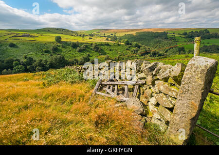 Die Aussicht nach Norden Bretton Clough in Richtung Abney, Derbyshire, in der Peak District National Park, UK Stockfoto