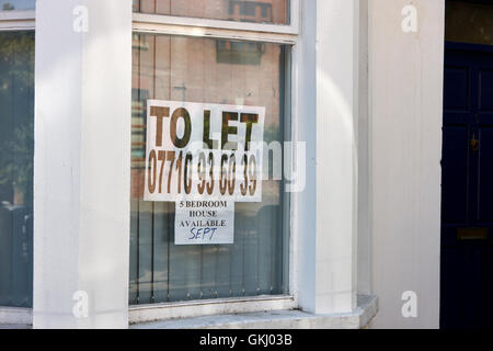 Hand geschrieben, lassen das Fenster einer Eigenschaft im Bereich Holylands-Universität von Belfast verfügbar September anmelden Stockfoto