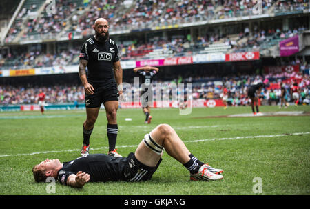 DJ Forbes und Phil Mickelson in Aktion während Hong Kong Sevens Stockfoto