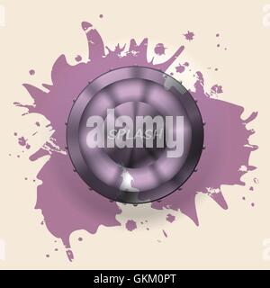 Metallische Knopf mit Farbe bespritzt Stock Vektor