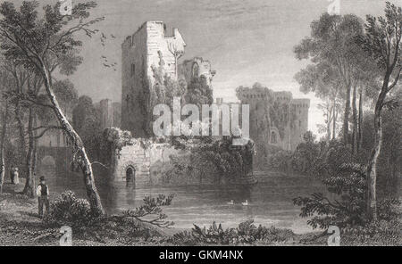 Raglan Castle, Monmouthshire, Wales, durch Henry Gastineau, antique print 1835 Stockfoto