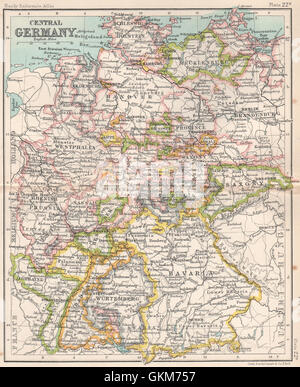 Mitteldeutschland Staaten zeigen. Bartholomäus, 1904 Antike Landkarte Stockfoto