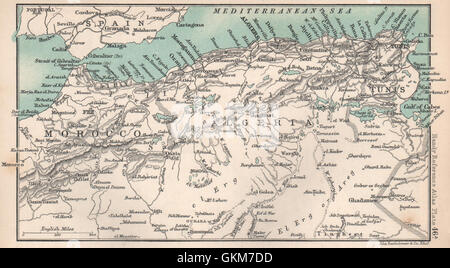 Nordafrika. Maghreb-Marokko-Algerien-Tunesien. Bartholomäus, 1904 Antike Landkarte Stockfoto