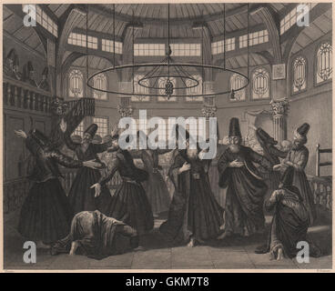 Der Tanz der Derwische. Sufi wirbeln. Mevlevi-Islam. Muslim, alten Drucken 1840 Stockfoto