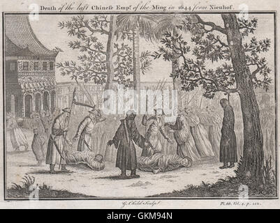 CHINA. Tod des letzten Ming-Kaiser im Jahre 1644. Youjian Kaiser. G. KIND, 1746 Stockfoto