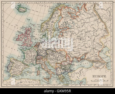 EUROPAS POLITISCHE. Austria-Hungary. Vereinigte Schweden & Norwegen. JOHNSTON, 1900 Karte Stockfoto