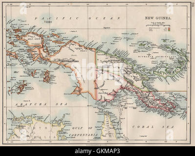 KOLONIALE NEUGUINEA. Kaiser-Wilhelm-Land. British & Niederländisch Neu-Guinea, 1900 Karte Stockfoto