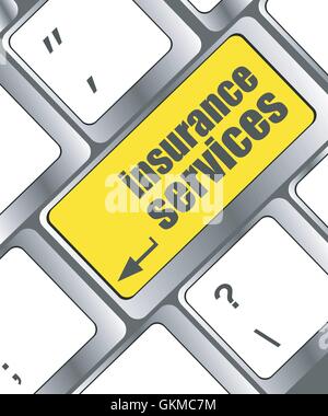 Tastatur mit Versicherungsdienstleistungen Taste, Internet-Konzept Stock Vektor