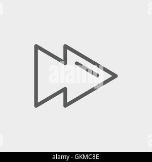 Schnell vorwärts oder dünne Linie Schaltflächensymbol überspringen Stock Vektor