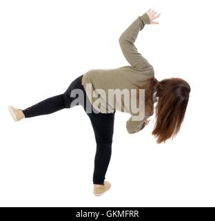 Rückansicht Salden schwenkte die arme Frau. Stockfoto