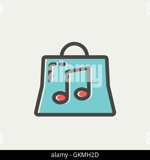Einkaufstasche mit musikalischen Notizsymbol dünne Linie Stock Vektor