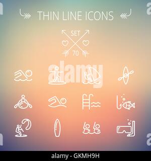 Sport-dünne Linie-Icon-set Stock Vektor
