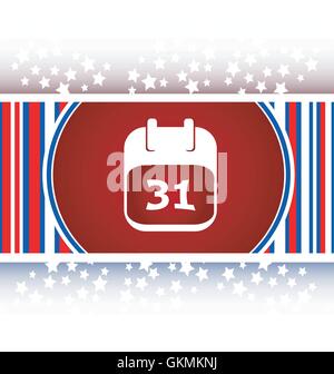 Schaltfläche "Kalender apps Symbol glänzend". Tag 31 Stock Vektor