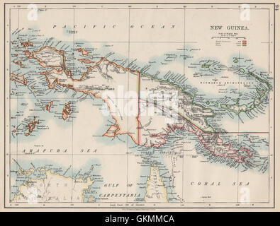 KOLONIALE NEUGUINEA. Kaiser-Wilhelm-Land. British & Niederländisch Neu-Guinea, 1903 Karte Stockfoto