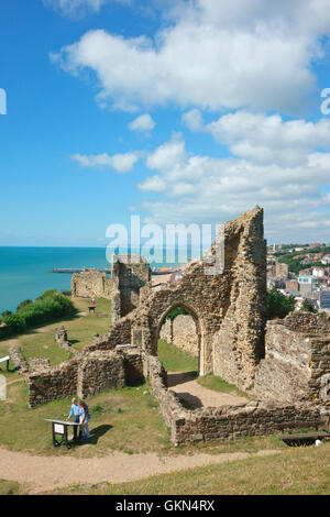 Hastings Castle Ruins, 1066 Country, East Sussex, England, GB Stockfoto