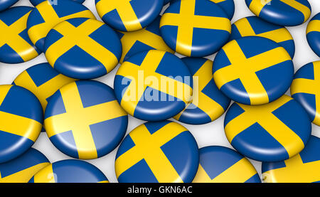 Schweden Flagge auf Abzeichen zum schwedischen Nationalfeiertag feiern. Stockfoto