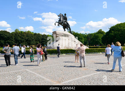 Sankt PETERSBURG, Russland - 17. Juni 2016: Denkmal der russische Zar Peter der große, bekannt als der eherne Reiter, St. Peter Stockfoto