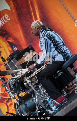 Open-Air-jazz-Konzert in der alten Stadt von Warschau, Polen. Jazz-Na Starowce, Warszawa, Sommer 2016. Stockfoto