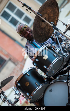 Open-Air-jazz-Konzert in der alten Stadt von Warschau, Polen. Jazz-Na Starowce, Warszawa, Sommer 2016. Stockfoto