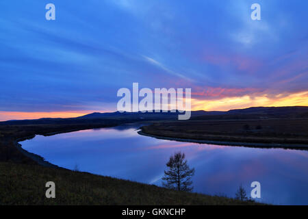 Eergu'Na Fluss in Hulun Buir, Innere Mongolei Stockfoto