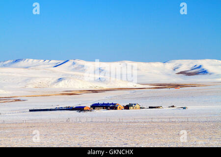 Winter-Szene in Hulun Buir, Innere Mongolei Stockfoto