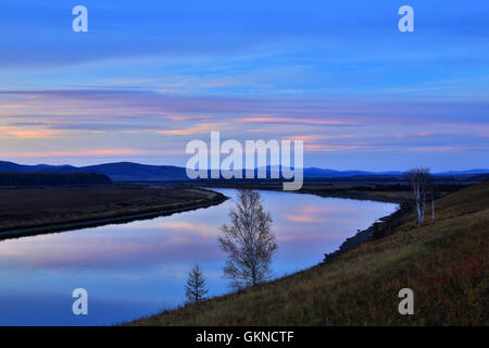 Eergu'Na Fluss in Hulun Buir, Innere Mongolei Stockfoto