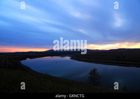 Eergu'Na Fluss in Hulun Buir, Innere Mongolei Stockfoto