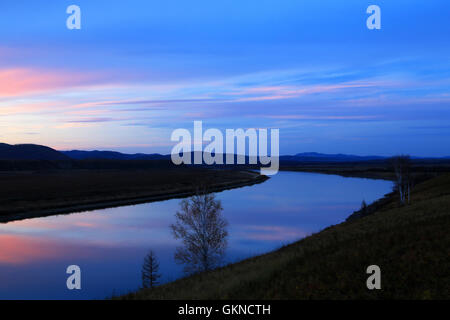 Eergu'Na Fluss in Hulun Buir, Innere Mongolei Stockfoto