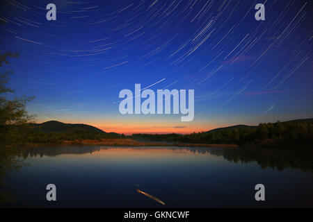 Nachtansicht der Hulun Buir Grünland Inner Mongolia Stockfoto