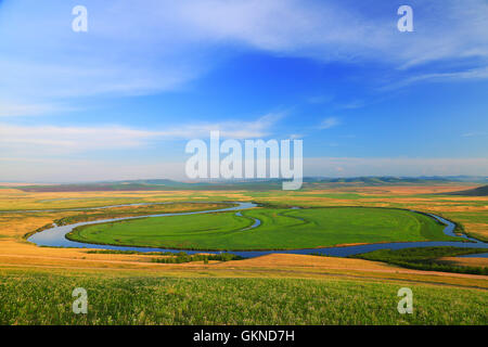 Hulun Buir Eergu'Na Inner Mongolia Fluss Landschaft Stockfoto