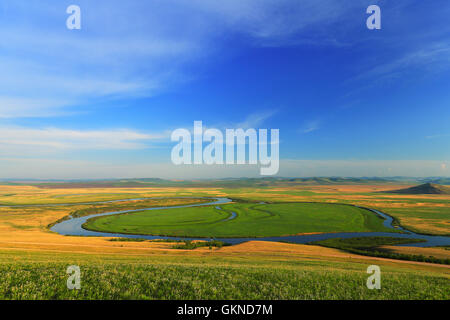 Hulun Buir Eergu'Na Inner Mongolia Fluss Landschaft Stockfoto