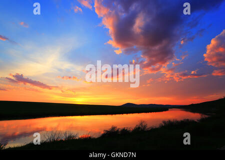 Hulun Buir Eergu'Na Inner Mongolia Fluss Landschaft Stockfoto