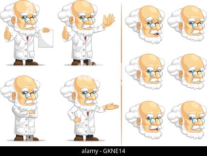 Mantel Cartoon Vektor Professor alte Erfinder Wissenschaftler Maskottchen Mantel Arzt Arzt Mediziner medizinische Stock Vektor