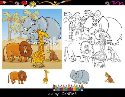 elephant animals lion cat big cat feline predator monkey illustration giraffe cartoon application Stock Vektor