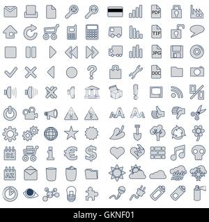 100 Web-Icons in grau Stock Vektor