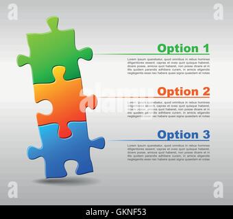 Broschüre drei Jigsaw Puzzle Vektor Seite Blatt Puzzlestücke blaue Broschüre-Modell-design Stock Vektor