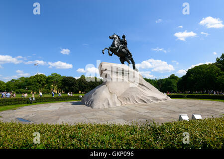 Sankt PETERSBURG, Russland - 17. Juni 2016: Denkmal der russische Zar Peter der große, bekannt als der eherne Reiter, St. Peter Stockfoto