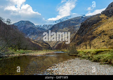 Ben Nevis vom oberen Glen Nevis (oberhalb der Nevis Schlucht), in der Nähe von Fort William, Schottland, Großbritannien Stockfoto