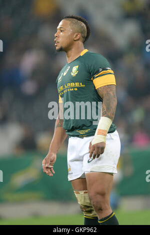 Nelspruit, Südafrika. 20. August 2016. Die South African Rugby-Nationalmannschaft gegen die Pumas im Mbombela-Stadion. Elton Jantjies Stockfoto