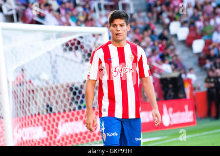 Gijón, Spanien. 21. August 2016. Jorge Mere (Verteidiger, Sporting Gijon) während das Spiel der ersten Runde der Saison 2016/2017 der spanischen Liga "La Liga" zwischen Real Sporting de Gijon und Athletic Club Bilbao Molinón Stadion am 21. August 2016 in Gijon, Spanien. Bildnachweis: David Gato/Alamy Live-Nachrichten Stockfoto