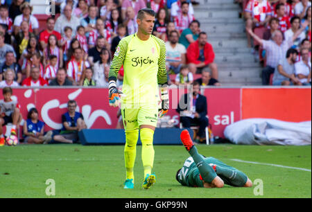 Gijón, Spanien. 21. August 2016. Ivan Cuellar (Torwart, Sporting Gijon) während das Spiel der ersten Runde der Saison 2016/2017 der spanischen Liga "La Liga" zwischen Real Sporting de Gijon und Athletic Club Bilbao Molinón Stadion am 21. August 2016 in Gijon, Spanien. Bildnachweis: David Gato/Alamy Live-Nachrichten Stockfoto