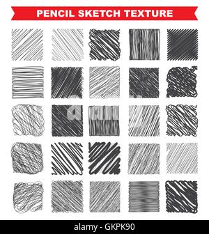 Satz von Bleistift-Skizze-Textur Stock Vektor